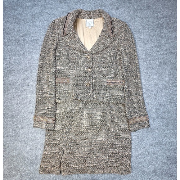 St. John Pants - Vintage St. John Couture SKirt Suit Set Women's 8 & 6 Textured Knit